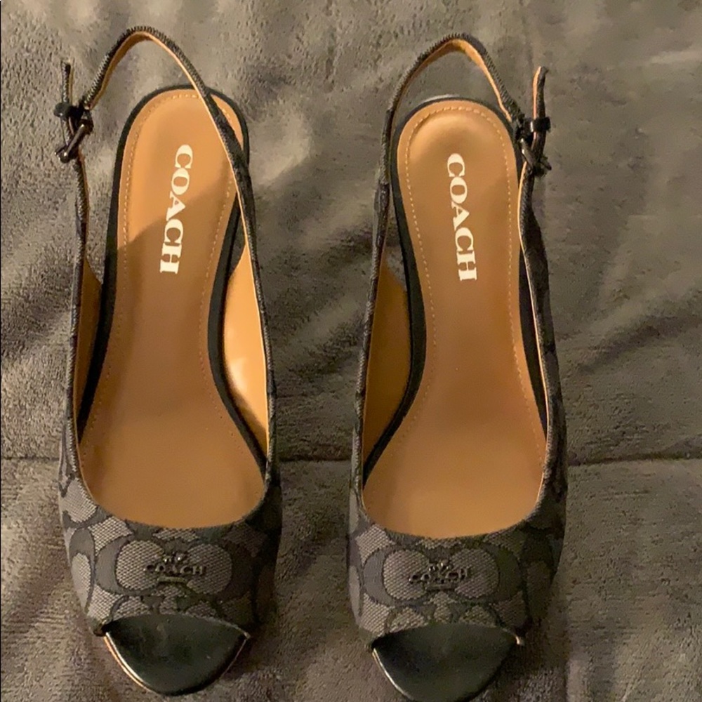 COPY - Black and Gray Coach Wedge Sandal